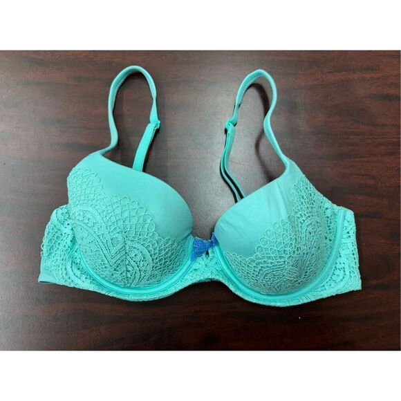 Victoria’s Secret Teal with Lace Body by Victoria Lined Demi Size 34C - Picture 1 of 5